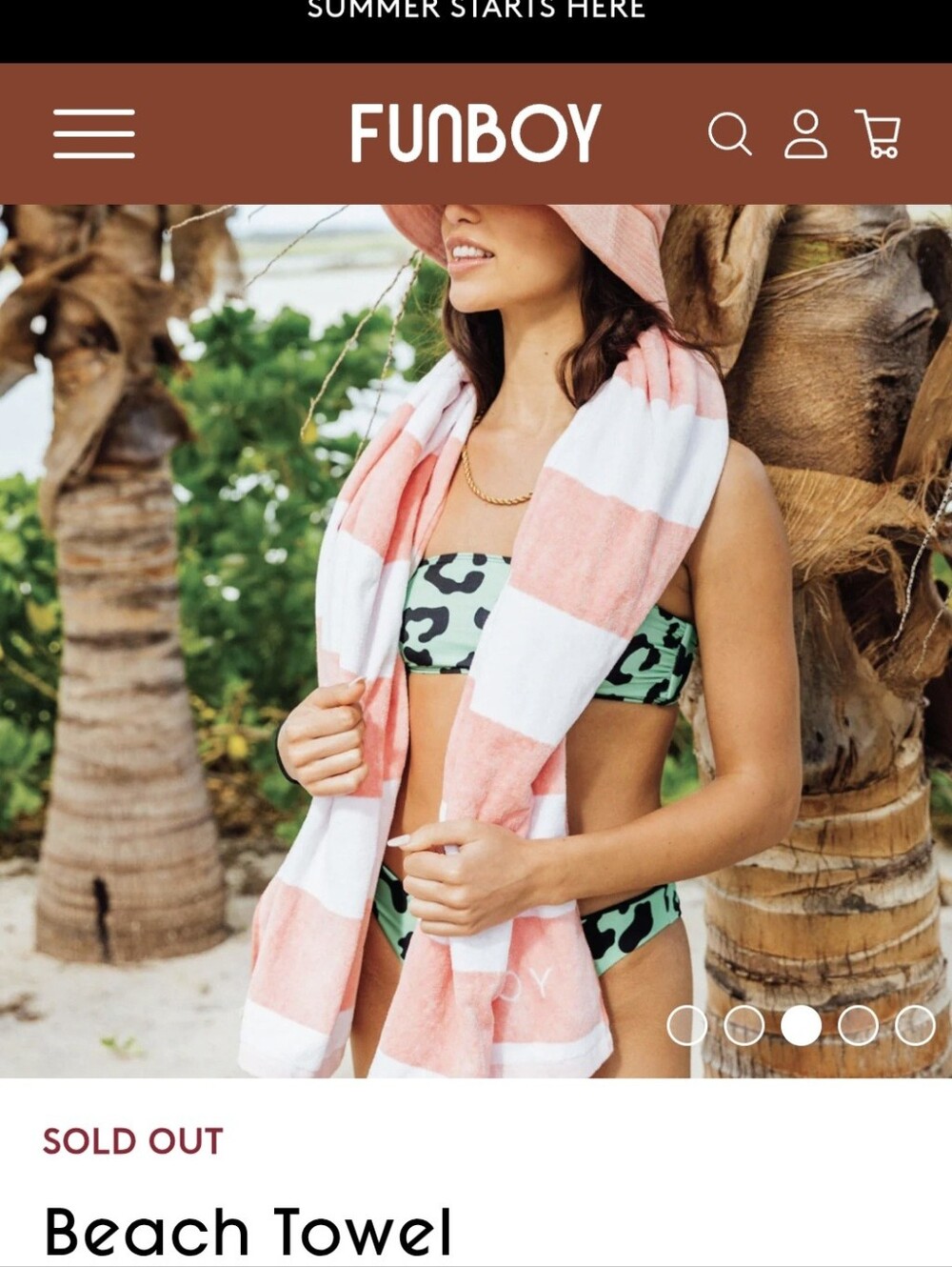 New FUNBOY Poolside Leisure Club Pink/White Striped Plush Beach Towel - Picture 7 of 7